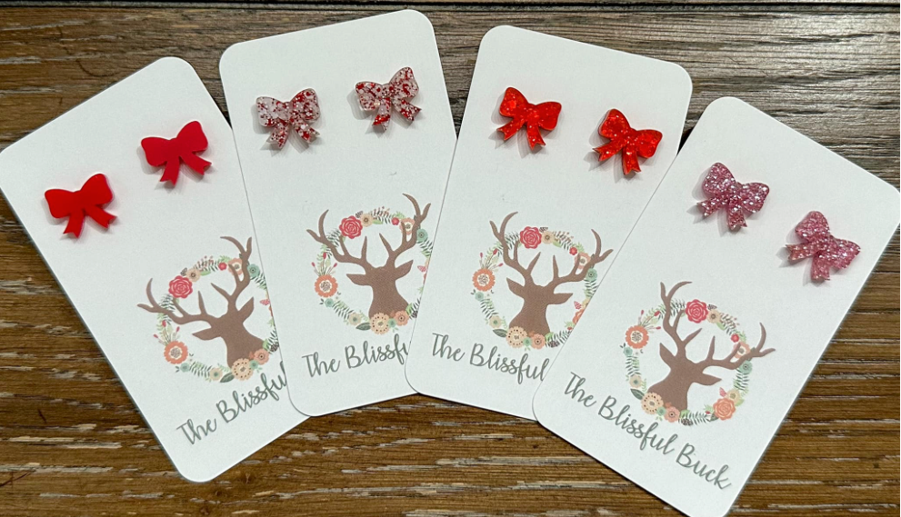 Acrylic Bow Stud Earrings