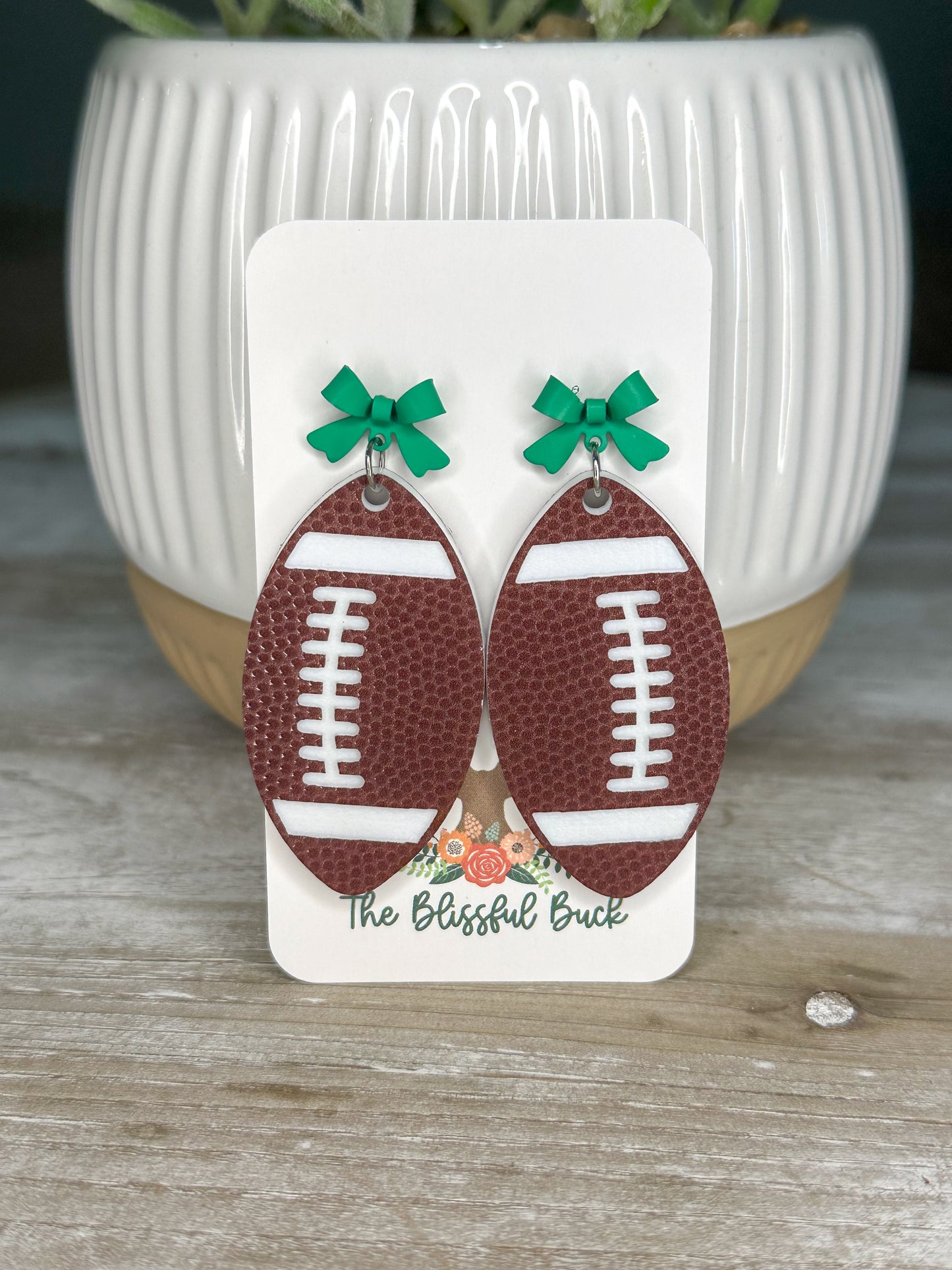 Bow Football Earrings