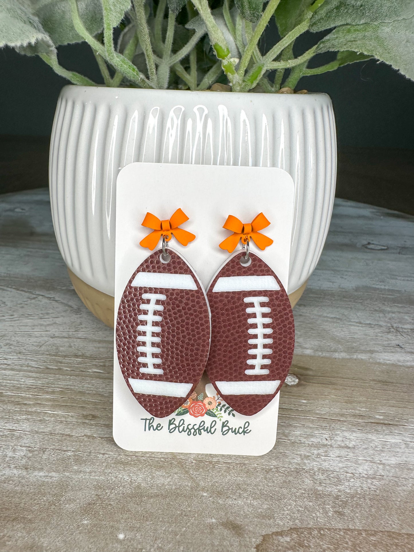 Bow Football Earrings
