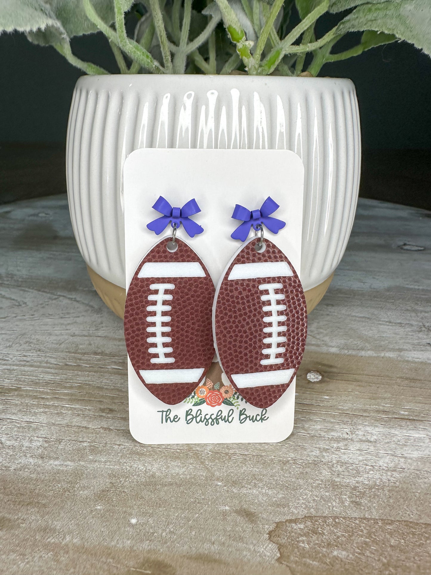 Bow Football Earrings