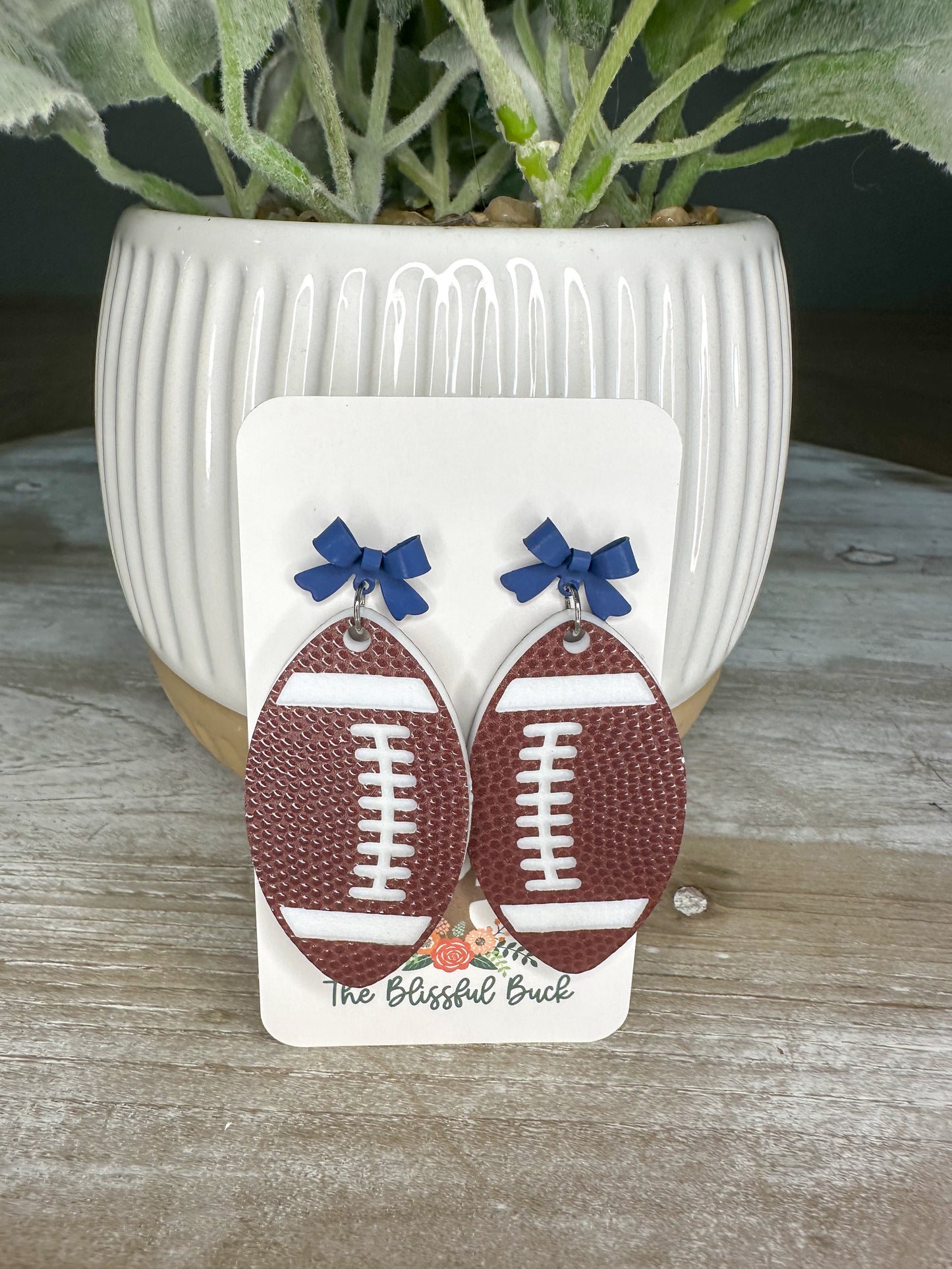 Bow Football Earrings