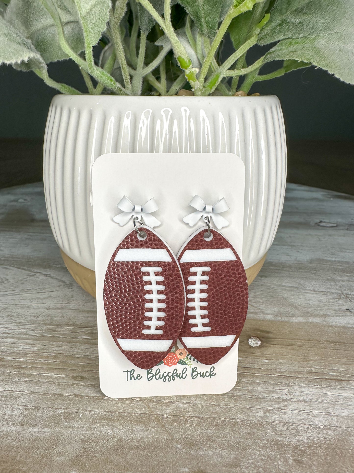 Bow Football Earrings