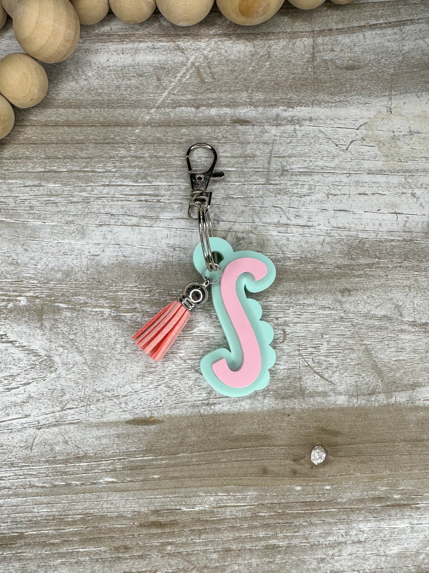 Scallop Initial Keychain