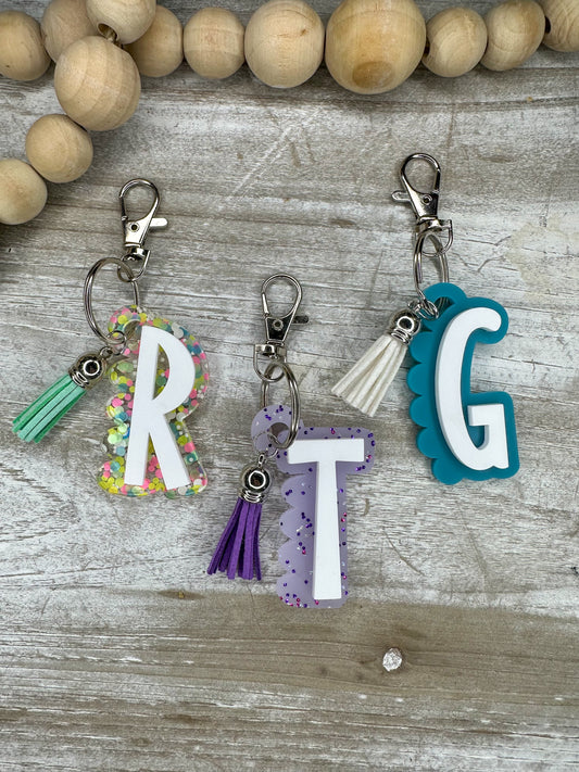 Scallop Initial Keychain